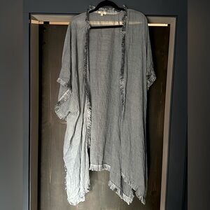 SOE blue light weight kimono with fringe, size Lg